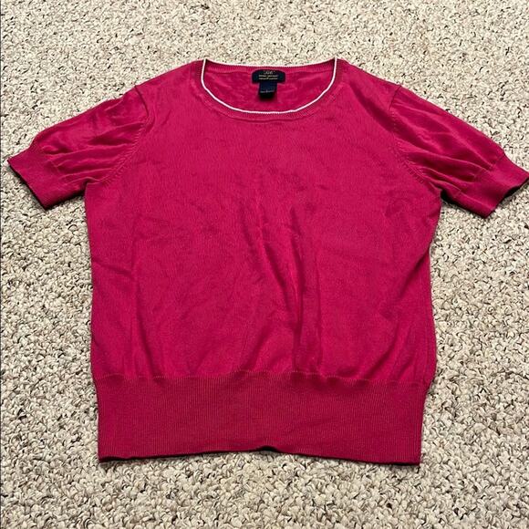 Brooks Brothers Pink Short Sleeve Sweater Womens Sz L 100% Cotton Preppy - Picture 1 of 5